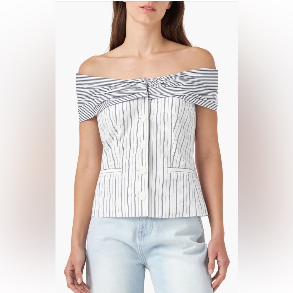 English Factory Off-Shoulder Striped Women's Top